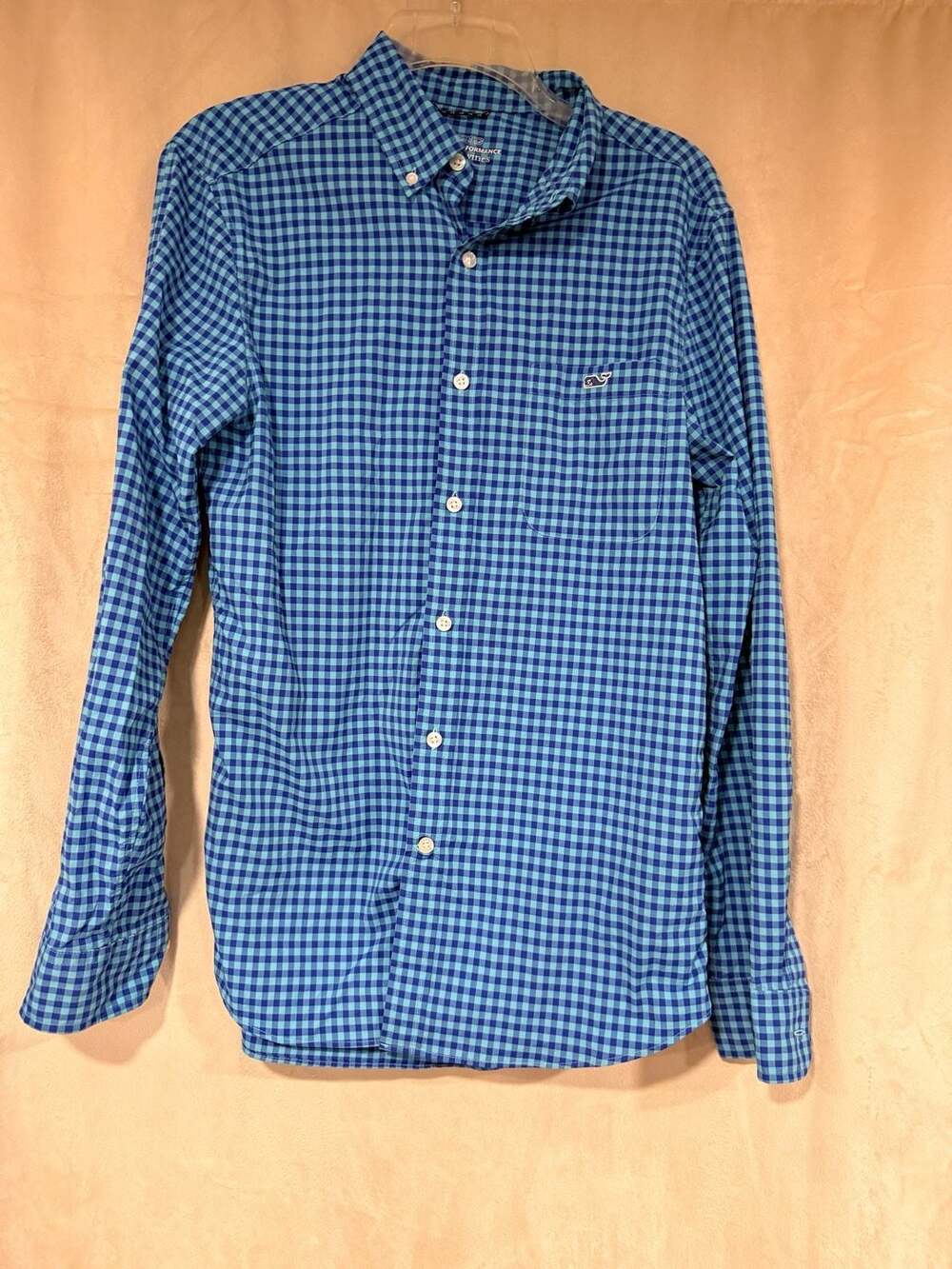 Vineyard Vines On-The-Go Performance Gingham Button Down Shirt Size S